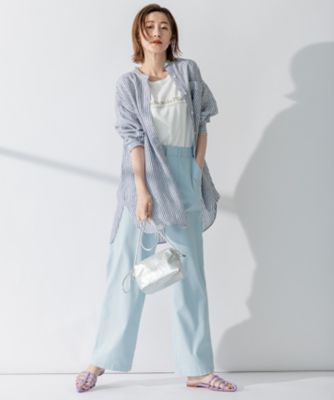 【ＷＥＢ限定カラーあり／洗える】ＬＩＢＥＣＯ　バンドカラー　ビッグシルエット　シャツ（ＢＬ２７ＳＭ０５０７）