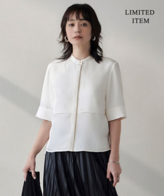 ＜ICB L (Women/大きいサイズ)＞【ＷＥＢ限定・洗える】　シルキーツイル　クロップドシャツ（ＢＬＣＭＣＭ０９６１）