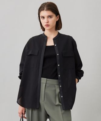 ＜ICB L (Women/大きいサイズ)＞【洗える】シアーボイル　バンドカラーシャツ（ＢＬＣＭＧＡ０３０４）