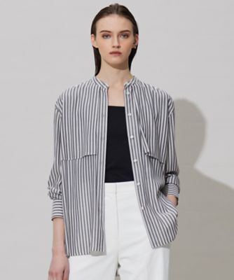 ＜ICB L (Women/大きいサイズ)＞【洗える】キュプラローンストライプ　シャツ（ＢＬＣＭＧＭ０５０３）