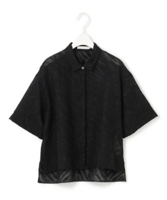 ICB 【洗える】ゼブラシアーJQ クロップドシャツ 洗える】ゼブラシアーJQ クロップドシャツ（BLCMGM0611