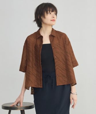 洗える】ゼブラシアーJQ クロップドシャツ（BLCMGM0611