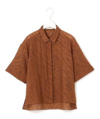 洗える】ゼブラシアーJQ クロップドシャツ（BLCMGM0611