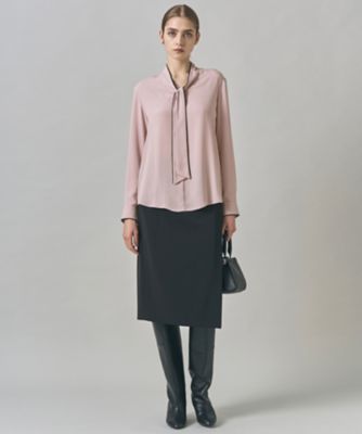 WAO【美品】 ICB タイブラウス 新色追加】BackSatinAmunzen 配色ボウタイブラウス