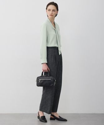 ICB BackSatinAmunzen 配色ボウタイブラウス ICB｜【新色追加】BackSatinAmunzen 5分袖配色ボウタイブラウス
