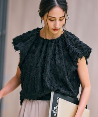 トップス ベージュ系 サイズM アクアガレージ aquagarage スリットデザインゆるニットトップス