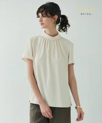 ＜BEIGE， (Women)＞【洗える】ＥＶＡ　／　ハイネックハーフスリーブブラウス（ＢＬＣＷＣＳ０７８０）