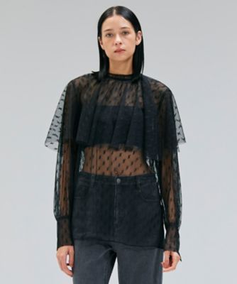 BEIGE， (Women)/ベイジ【洗える・Oggi 11月号掲載】CLOVIS/ケープデザイン総レースブラウス(BLCWGA0207) 005_クロ トップス【三越伊勢丹/公式】