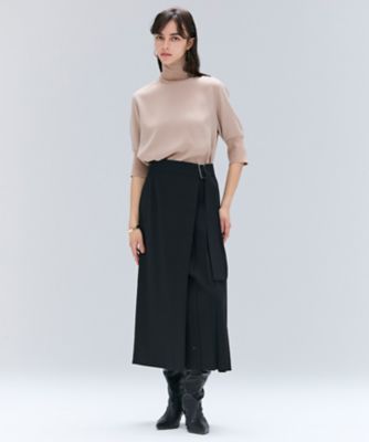 【新品未使用タグ付き】ohga FLEUR ブラウス 半袖 ブラック 洗える】FLEUR ／ ニットコンビハイネック半袖ブラウス