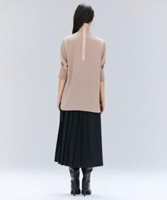 洗える】FLEUR ／ ニットコンビハイネック半袖ブラウス