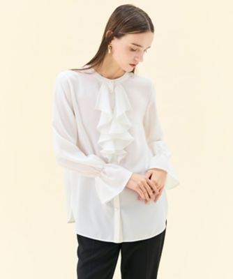 WEB限定・洗える】CLARION ／ バンドカラーフリルブラウス