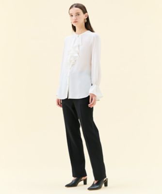 WEB限定・洗える】CLARION ／ バンドカラーフリルブラウス