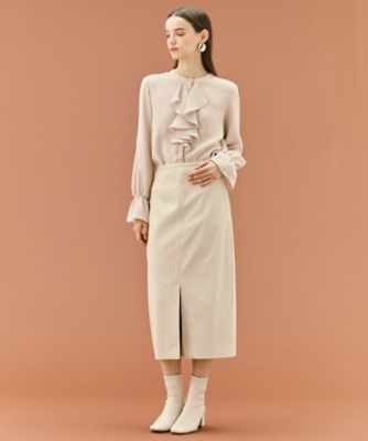 Beige, ベイジ　バンドカラーフリルブラウス WEB限定・洗える】CLARION ／ バンドカラーフリルブラウス
