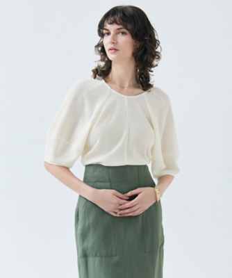 ＜BEIGE， (Women)＞【洗える・吸水速乾・防シワ】ＬＩＡＴＲＩＳ　／　バックリボンハーフスリーブブラウス（ＢＬＣＷＧＭ０４０２）