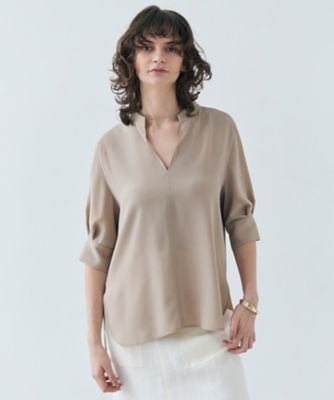 BEIGE， (Women)/ベイジ 【ご好評につき追加生産決定・洗える】FLEUR / スタンドカラープルオーバーブラウス(BLCWGM0403)