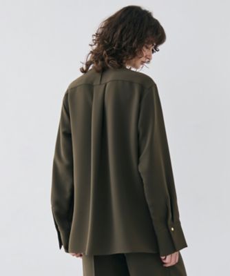 BEIGE, ベイジ 36【洗える】JASMINE スタンドカラージップブラウス