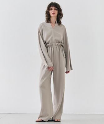 ベイジ 【洗える】RUE / スリットネックフォルムブラウス ホワイト L 洗える】RUE ／ スリットネックフォルムブラウス