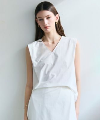 【新品】  BEIGE， / ベイジ | ショートスリーブ ブラウス white | 6 | ホワイト | レディース BEIGE，(ベイジ，)｜EVA（エバ）/ボウタイノースリーブブラウス/White