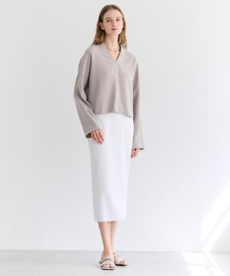 RUE ／ ドライタッチVネック配色ステッチブラウス