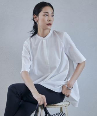 ＜ICB (Women)＞【接触冷感・ＵＶカット・洗える】ヴィンテージスパンブロード　バンドカラーブラウス（ＢＬＣＹＣＭ０７０６）