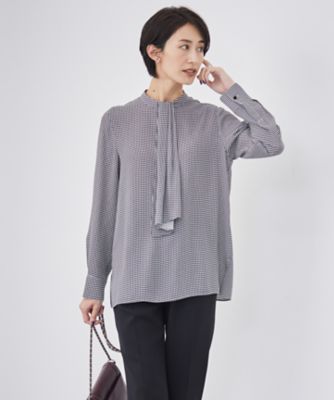 icb【接触冷感・洗える】BackSatinAmunzenスカーフタイブラウス 接触冷感・UVケア・速乾・洗える】BackSatinAmunzen