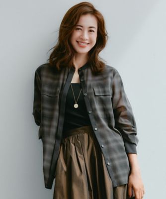 ＜ICB (Women)＞【洗える】シアーボイル　バンドカラーシャツ（ＢＬＣＹＧＡ０３０４）