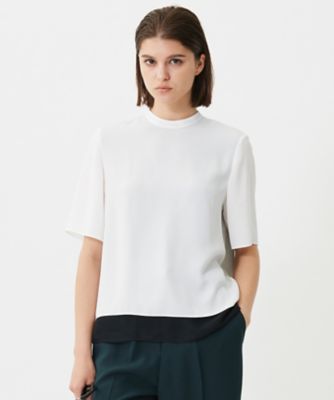 ＜ICB (Women)＞【ＵＶケア・洗える】ＢａｃｋＳａｔｉｎＡｍｕｎｚｅｎ　シフォンコンビブラウス（ＢＬＣＹＧＭ０６０１）