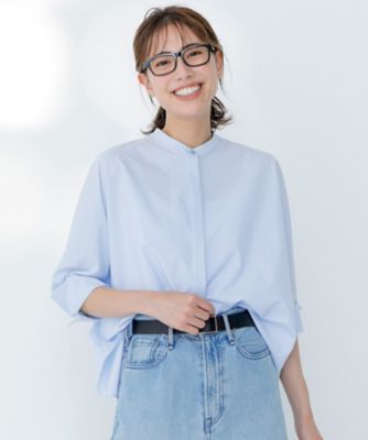 ICB 【接触冷感・UVカット・洗える】ヴィンテージスパンブロード　ブラウス 接触冷感・UVカット・洗える】ヴィンテージスパンブロード バンド