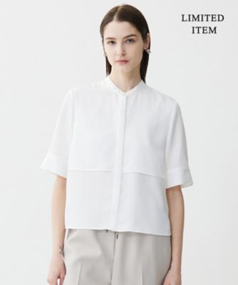 ＜ICB (Women)＞【ＷＥＢ限定・接触冷感・速乾・洗える】シルキーツイル　半袖クロップドシャツ（ＢＬＣＹＧＭ０９６１）