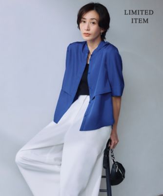iCB 【接触冷感・速乾・洗える】シルキーツイル 半袖クロップドシャツ WEB限定・接触冷感・速乾・洗える】シルキーツイル 半袖クロップド