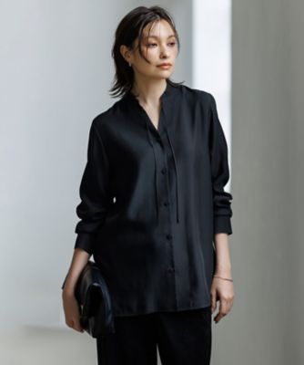 ＜ICB (Women)＞【接触冷感・洗える】Ｃｕ／Ｐｅソフトツイル　デザインブラウス（ＢＬＣＹＧＷ０３１１）