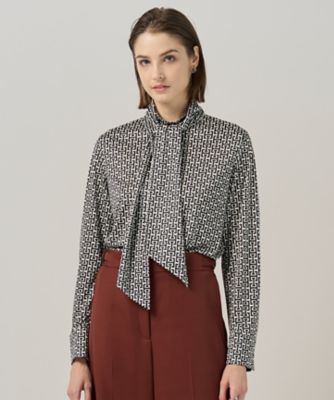 ＜ICB (Women)＞【３０ｔｈ　ＡＮＮＩＶＥＲＳＡＲＹ】　モノグラムプリントスムース　ボウタイブラウス（ＢＬＣＹＧＷ０４２３）