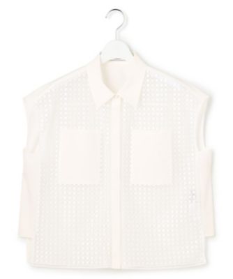 ICB (Women)/アイシービー 【ＷＥＢ＆一部店舗限定】　ＳｕｓｔａｉｎａｂｌｅＳｑｕａｒｅＬａｃｅ　フレンチスリーブシャツ（ＢＬＣＹＬＭ０９５３）