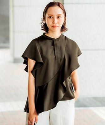 ICB×インフルエンサーコラボ】デュアルサテン ラッフルブラウス