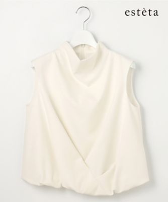 ＜esteta (Women)＞【エステータ】コットンダブルクロス　ノースリーブブラウス（ＢＬＨ６ＧＭ０９２０）