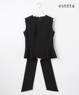 ＜esteta (Women)＞【エステータ】ライトダブルクロス　バックリボン　ペプラムトップス（ＢＬＨ６ＧＷ０９２０）