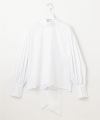 sheller シェリエ　2wayステッチボウタイブラウス　ホワイト AMBIDEX Store △60/1タイプライターワッシャーボウタイブラウス