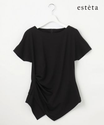 【SALE】esteta (Women)/エステータ 小さいサイズ トリアセストレッチクロス タック ブラウス(BLH8GM0942) 005_クロ トップス【三越伊勢丹/公式】