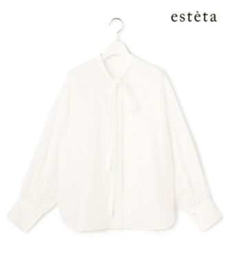 ＜esteta (Women)＞【エステータ】シルクコットンローン　ボウタイブラウス（ＢＬＨ８ＬＳ０９２４）
