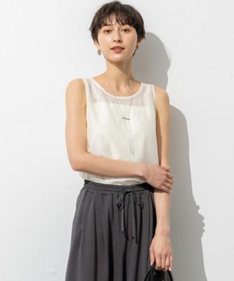 23区 L (Women/大きいサイズ)/ニジュウサンク エル 【SLOW/一部店舗限定】ブライトヴィンテージクロス ノースリーブ ブラウス(BLS1GM0962)