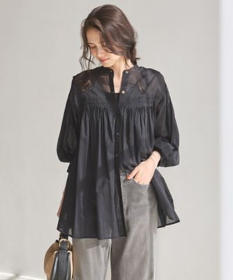 【ＳＬＯＷ／一部店舗限定】コットンボイル　ギャザー　ブラウス（ＢＬＳ１ＬＭ０９３３）