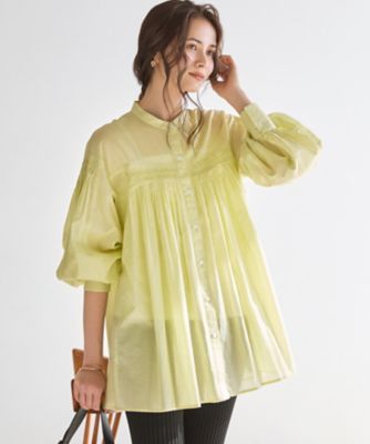 【ＳＬＯＷ／一部店舗限定】コットンボイル　ギャザー　ブラウス（ＢＬＳ１ＬＭ０９３３）