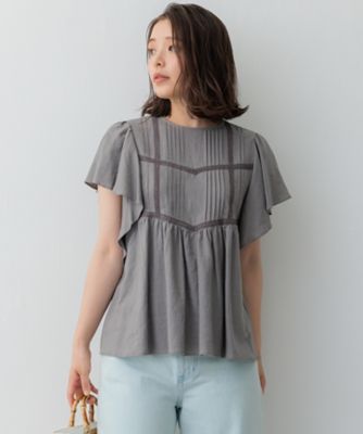 【SALE】23区 S (Women/小さいサイズ)/ニジュウサンク エス【SLOW/一部店舗限定】ブライトリネン デザイン ブラウス(BLS2CM0961) 003_ライトグレー トップス【三越伊勢丹/公式】