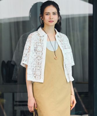 ＜23区 S (Women/小さいサイズ)＞【ＳＬＯＷ／一部店舗限定】モチーフレース　シャツ（ＢＬＳ２ＧＭ０９６０）