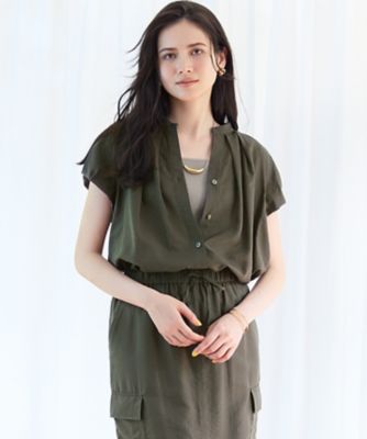 【SALE】23区 S (Women/小さいサイズ)/ニジュウサンク エス【SLOW/一部店舗限定】ブライトヴィンテージクロス タック ブラウス(BLS2GM0961) 004_グレー トップス【三越伊勢丹/公式】