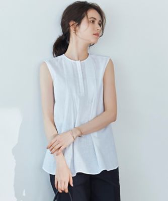 ＜23区 S (Women/小さいサイズ)＞【ＳＬＯＷ／洗える】リネンコットン　ノースリーブブラウス（ＢＬＳ２ＳＭ０９６１）