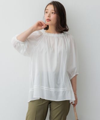 ＜23区 (Women)＞【ＳＬＯＷ／一部店舗限定】コットンローンウェーブ　ブラウス（ＢＬＳＷＣＭ０９６２）