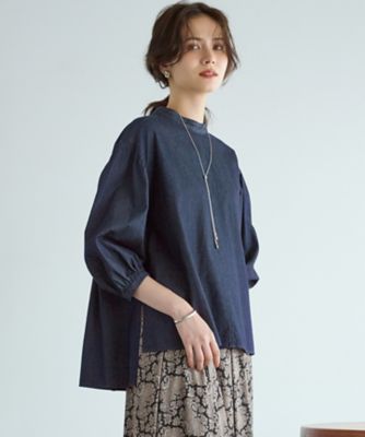 SLOW／一部店舗限定】ライトオンス デニム バックリボン ブラウス