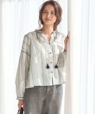 ＜23区 (Women)＞【ＳＬＯＷ／一部店舗限定】ストライプエンブロイダリー　ブラウス（ＢＬＳＷＬＭ０９３４）