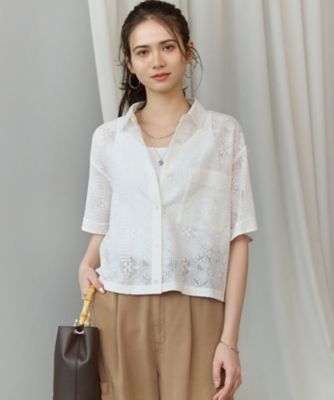 SLOW／一部店舗限定】モチーフレース 半袖 シャツ